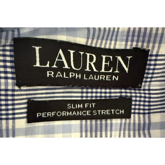 Lauren Ralph Lauren Slim Fit Performance Dress Shirt Size XL  17 36/37 Plaid - Picture 5 of 6